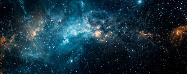 Naklejka premium nébuleuse dans l'espace au format panoramique
