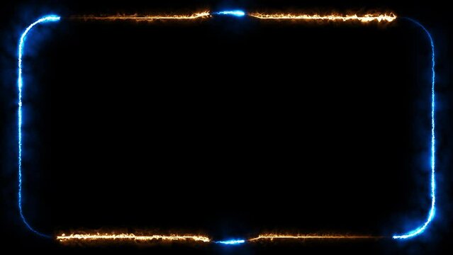 Burning neon sign frame on dark brick wall urban background copy space for text, vertical video for social media	