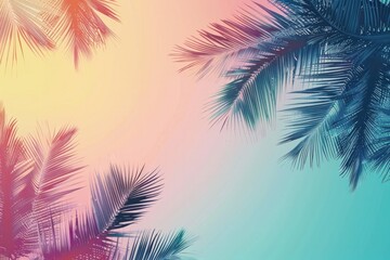 Fototapeta premium Summer tropical silhouette and gradient background.