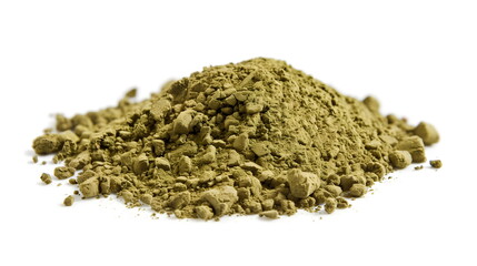 Green Tea powder on white back ground
