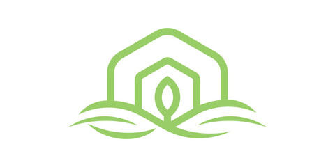 logo design green house, nature home, organic, construction, garden, leaf, logo design template, icon, vector, symbol, creative, idea.