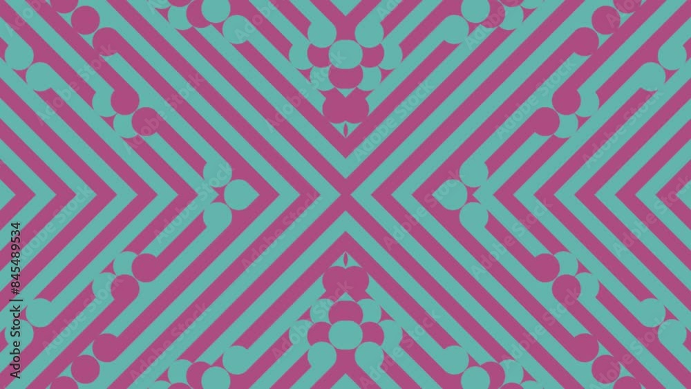 Aufkleber Moving pink and blue geometric shapes. 3d rendering loop animation 4K