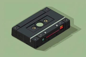 Obraz premium vector An audio cassette lying on a horizontal surface.