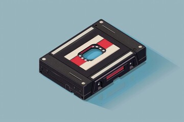 Obraz premium vector An audio cassette lying on a horizontal surface.