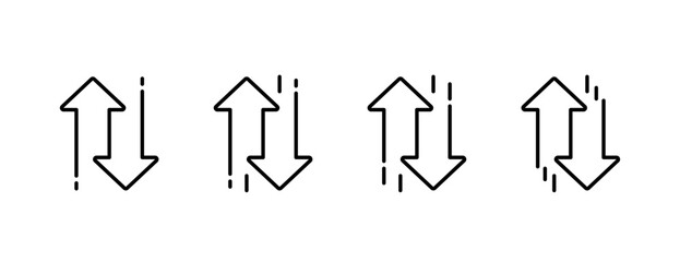 Up down arrow or input output editable stroke outline icon isolated on white background flat vector illustration. Pixel perfect. 64 x 64.