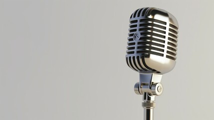 Close up of a retro microphone isolated on with white background.