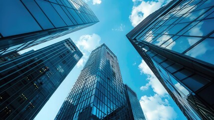 Business and Economy Skyscrapers and reflective glass curtain walls Create an atmosphere of success and organizational growth