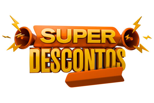 Super Discounts 3d render label isolated in transparent background
