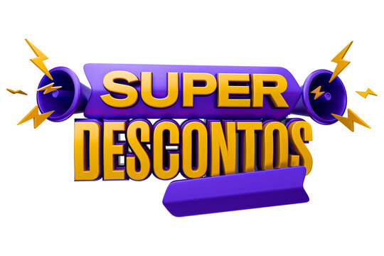 Super Discounts 3d render label isolated in transparent background