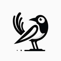 Blue bird on a branch, Magpie bird logo vector icon illustration