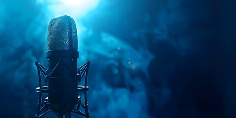 Studio Microphone with Built-in Antipop Filter. Concept Audio Recording, Studio Equipment, Antipop Filter, Professional Sound Setup