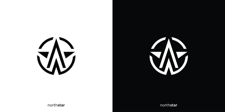 North Star Logo Design. Abstract Compass Northstar with Geometric Style.