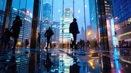 Business and Economy Skyscrapers and reflective glass curtain walls Create an atmosphere of success and organizational growth