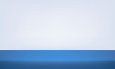 Obraz premium Gray and biue Background Empty Room Studio with table. Space for selling products on the website. Business backdrop. Empty room with light effect. Vector illustration.