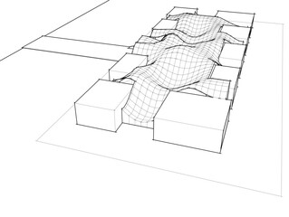 Modern building concept3d drawing