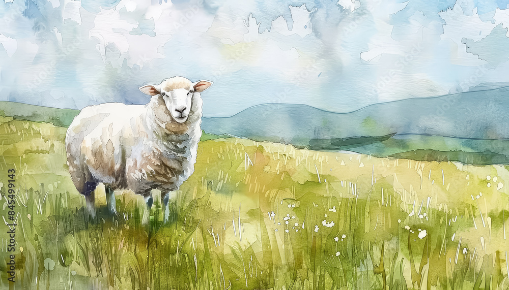 Canvas Prints two sheep standing in a field of tall grass