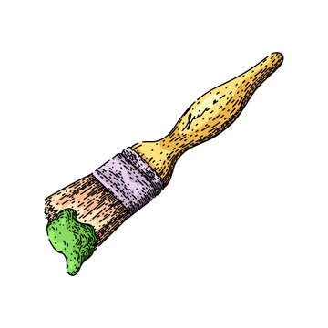 paint brush with green paint clip art preview