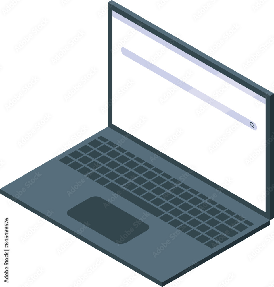 Poster sleek and modern laptop is open and displaying an empty search bar, ready for user input and online 