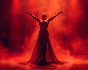 Fototapeta premium Dramatic Dancer Expressing Intense Passion and Emotion on Stage