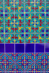 Valparaiso, Chile - 28 Nov, 2023: Traditional portuguese tiles on a building in the historic port...