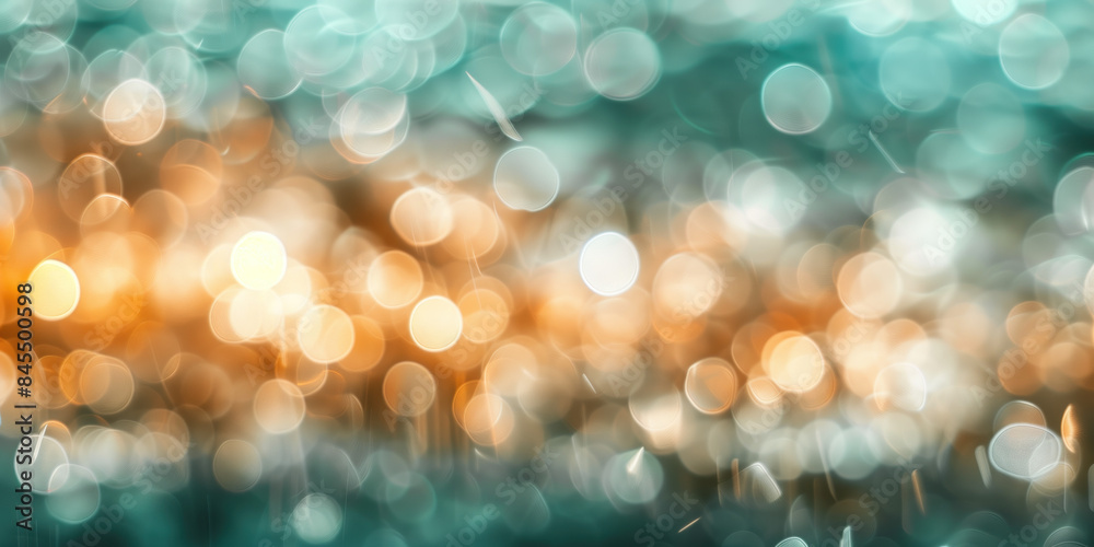 Poster abstract background with blurry lights on sea water. caustics and bokeh. created with generative ai 