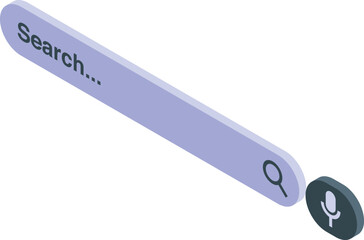 Isometric search bar with voice search button for searching information on internet
