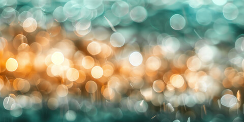 Abstract background with blurry lights on sea water. Caustics and bokeh. Created with Generative AI technology.