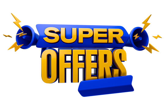 Super offers 3d render label isolated in transparent background