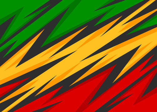 Abstract background with diagonal spike pattern and with Rastafari color theme