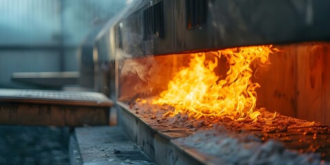 Obraz premium Understanding the Cremation Process Intense Heat and Fire in Crematoriums. Concept Cremation Process, Intense Heat, Fire, Crematoriums