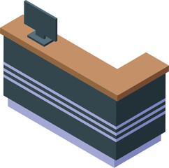 Empty reception desk with a computer on top, perfect for welcoming clients and visitors