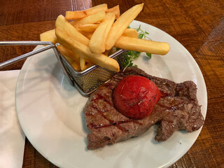 Beef Steak with Sauce and Sides