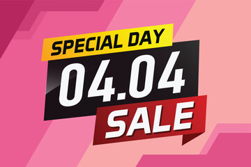 4.4 Special day sale word concept vector illustration with ribbon and 3d style for use landing page, template, ui, web, mobile app, poster, banner, flyer, background, gift card, coupon

