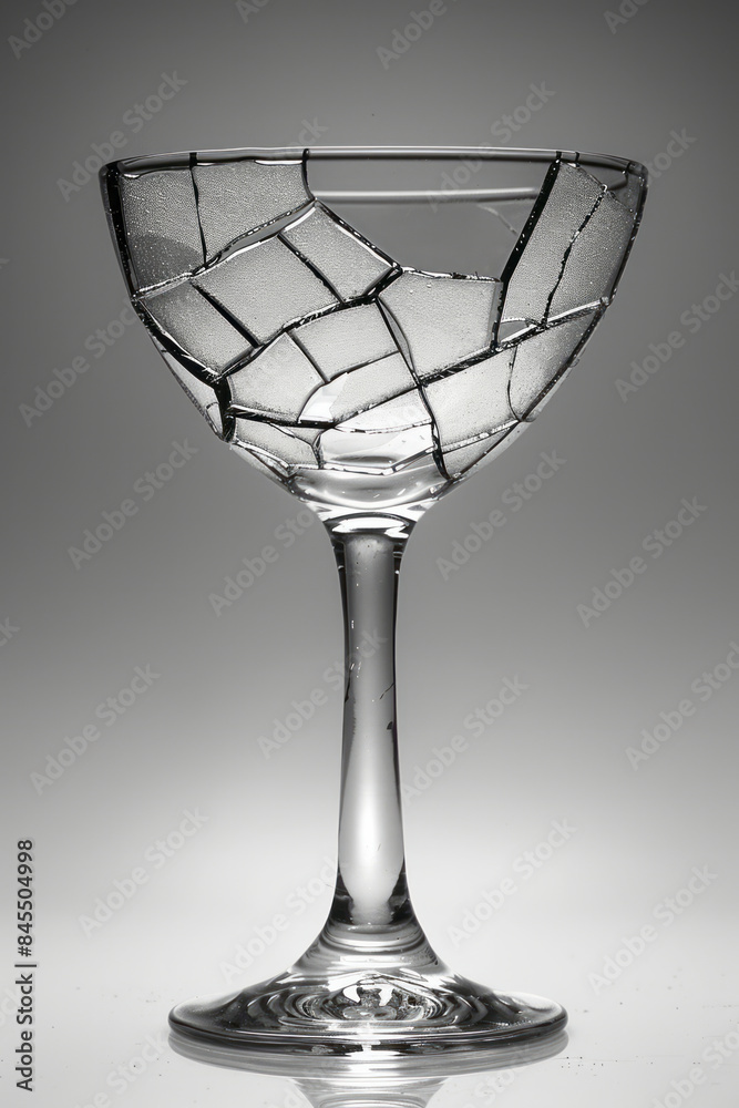 Poster elegant image of a chipped yet still elegant glassware set on a plain background,