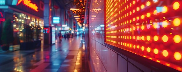 Obraz premium Illuminated Shopping Mall Directory Advertising Black Friday Deals