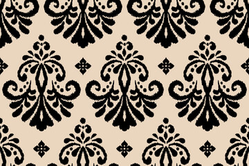 Ikat paisley embroidery on the fabric in Indonesia,India and asian countries.geometric ethnic oriental seamless pattern.Aztec style. Background, design for texture,fabric,clothing,wrapping,textile