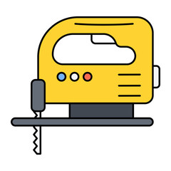 handheld Mini Power tool jigsaw concept, Multifunctional Household Cutting Machine vector outline design, Industrial EquipmentSymbol, 1st of May Sign,  International Workers Day stock illustration