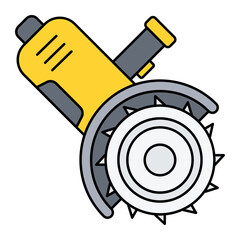 Angle grinder concept, Metal Fabricator Cutting Power Tool vector outline design, Industrial EquipmentSymbol, 1st of May Sign,  International Workers Day stock illustration