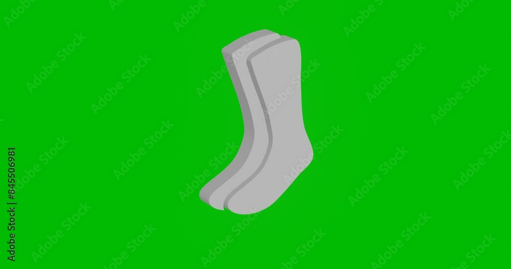 Poster animation of rotation of a white socks symbol with shadow. simple and complex rotation. seamless loo