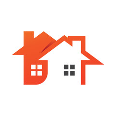 Double houses logo. Home logo. Home 2 logo. Vector logo template.