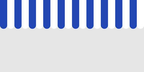 Blue and white striped shop awning