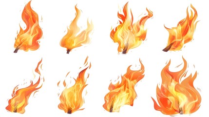 of Vibrant Flames and Fiery Explosions in Various Shapes and Intensities