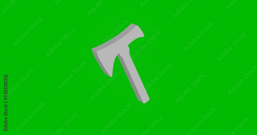 Poster animation of rotation of a white axe symbol with shadow. simple and complex rotation. seamless loope