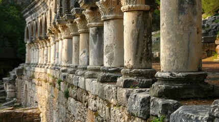Fototapeta premium Historic Amphitheater Architecture: Ancient Columns in Turkey's Entertainment Destination