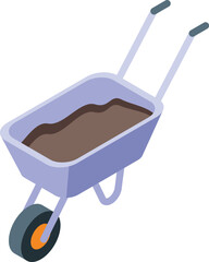 Full wheelbarrow isometric icon representing gardening and construction work