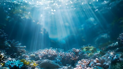 Obraz premium Serene Underwater Scene for Marine Product Presentation or Swimwear Concept Backdrop