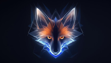 Obraz premium Futuristic Neon Fox Head Art with Glowing Effects