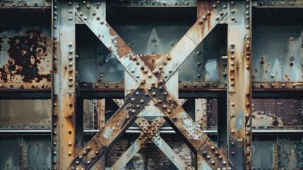 Metal beam framework of disused industrial structure