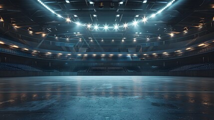 Obraz premium Illuminated Sports Arena Backdrop for Athletic Gear and Product Presentation