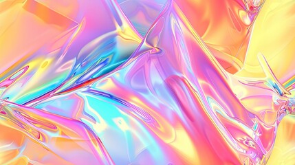 An abstract holographic background in pastel colors, featuring a smooth and shimmering gradient.